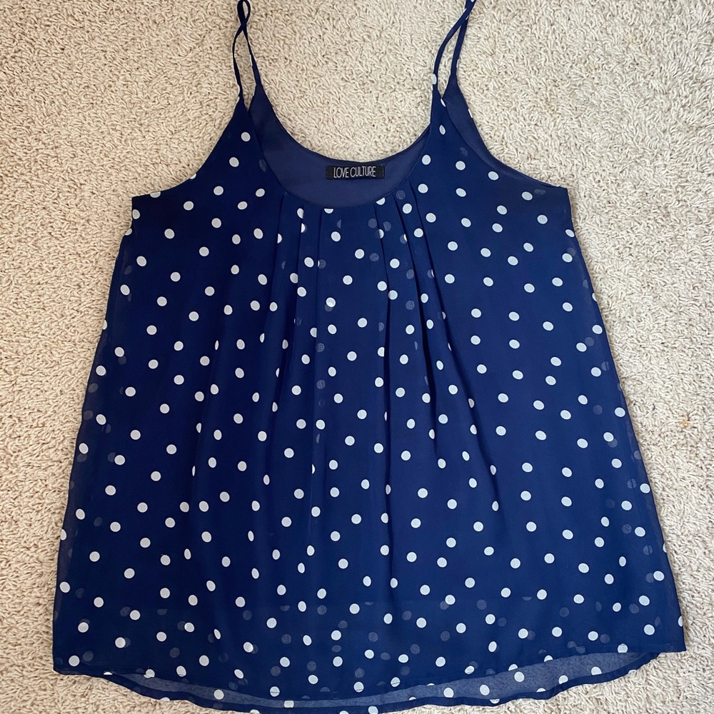 Navy Polka Dot Top